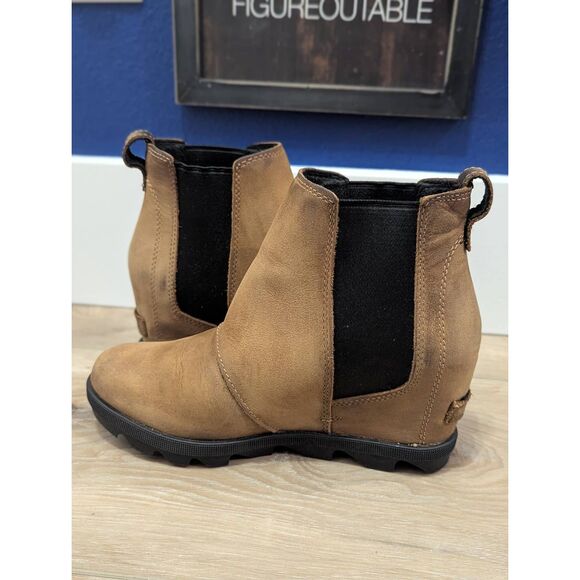 Sorel Joan of Arctic Wedge II Chelsea Boots Elk Nubuck Leather Women’s 7 - Picture 4 of 14